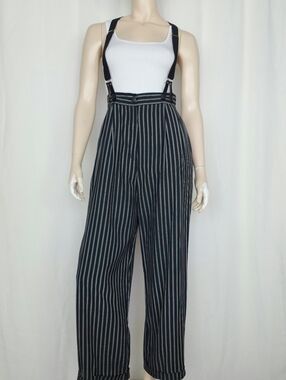 Vtg 90s pinstripe suspender trouser pants S